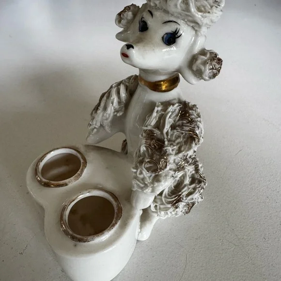 1950’s Vintage spaghetti Poodle porcelain  lipstick holder - Picture 11 of 13